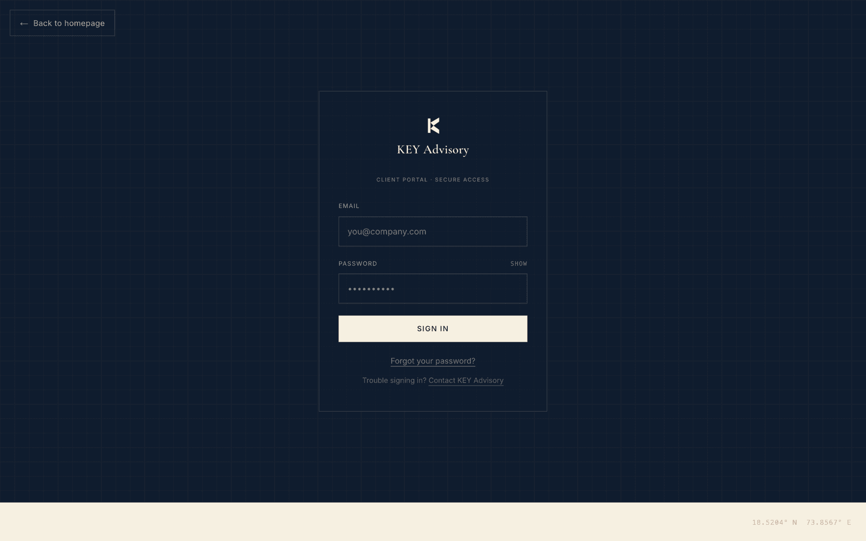 Secure client portal sign-in